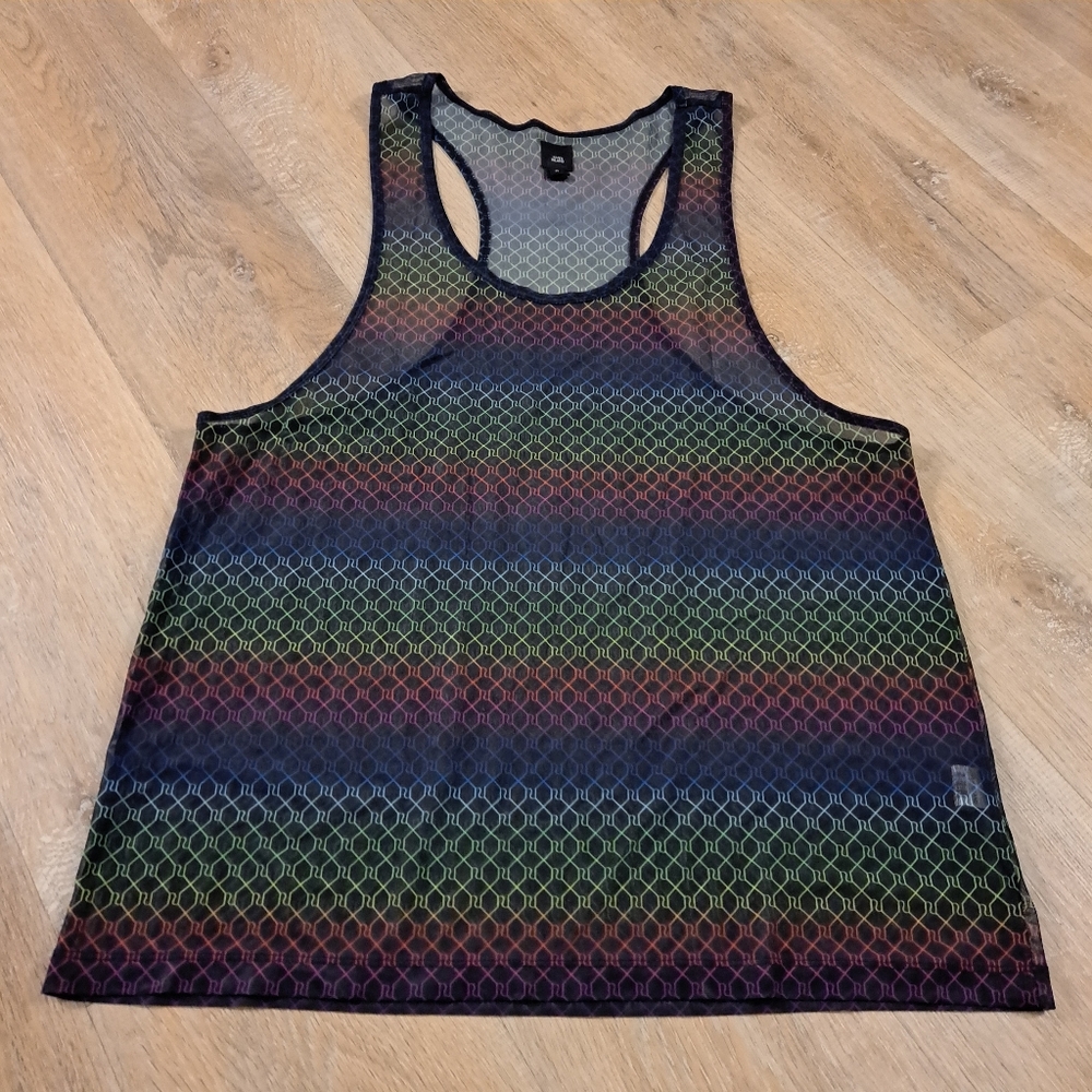 River Island Multicolor Mesh Tank Top Athletic Racerback Men's Size Medium